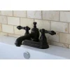 English Country 4" Centerset Lavatory Faucet with Heritage Spout and Metal Lever Handle 4" Center Set