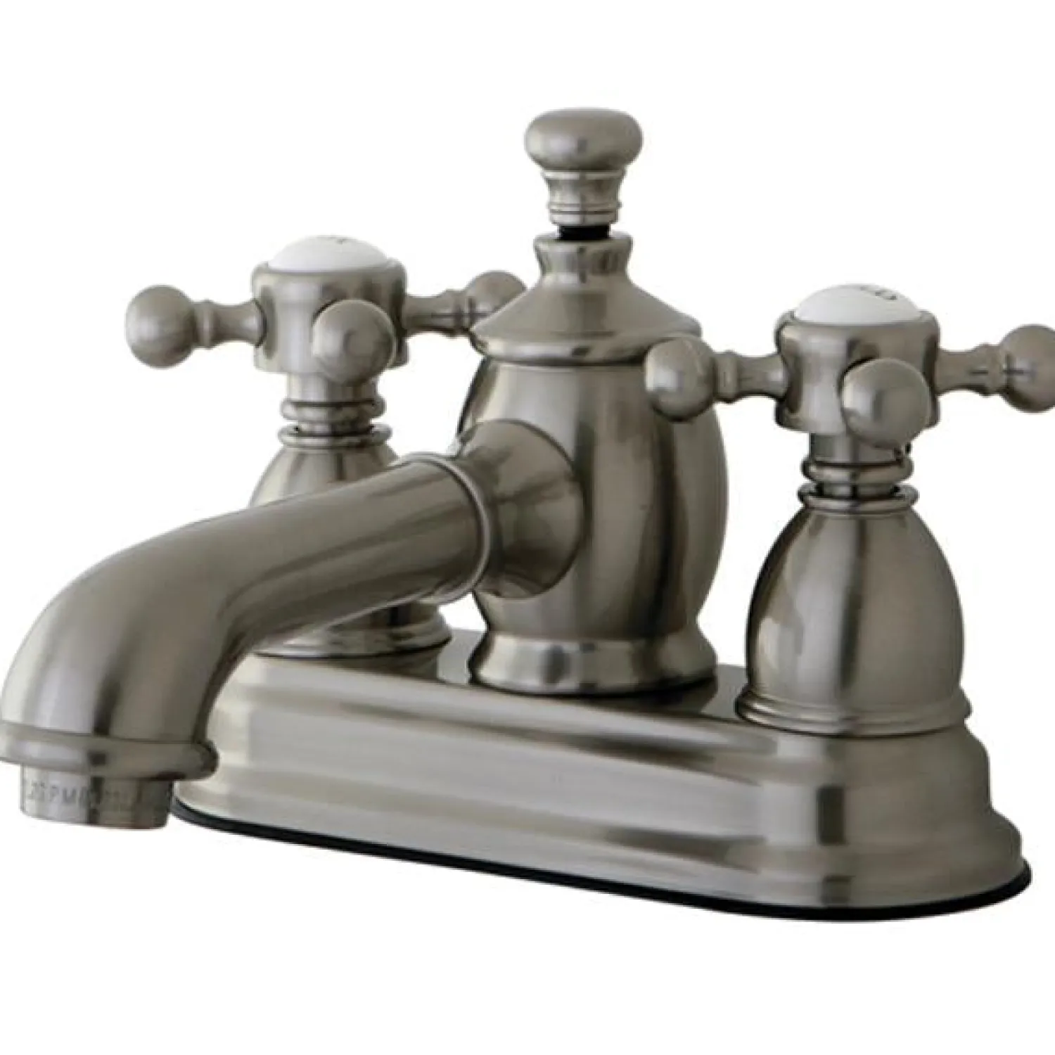 Hot English Country 4" Centerset Lavatory Faucet with Metal Cross Handle and Heritage Spout 4" Center Set