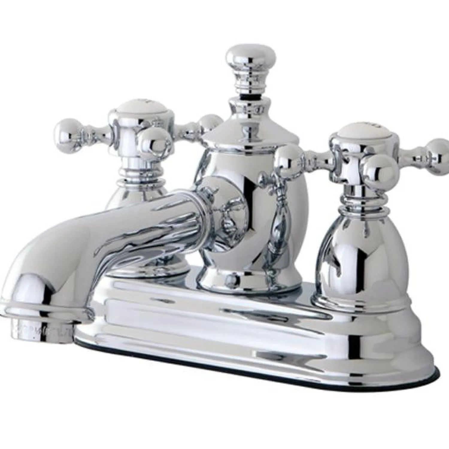 Hot English Country 4" Centerset Lavatory Faucet with Metal Cross Handle and Heritage Spout 4" Center Set