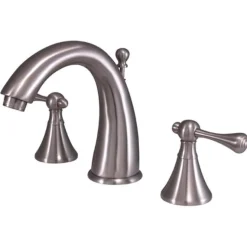 New English Country Two Handle 8" to 16" Widespread Lavatory Faucet with Brass Pop-up 8" Widespread