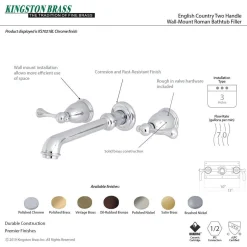 Outlet English Country Wall Mount 8-Inch Center Roman Tub Filler Tub Faucets