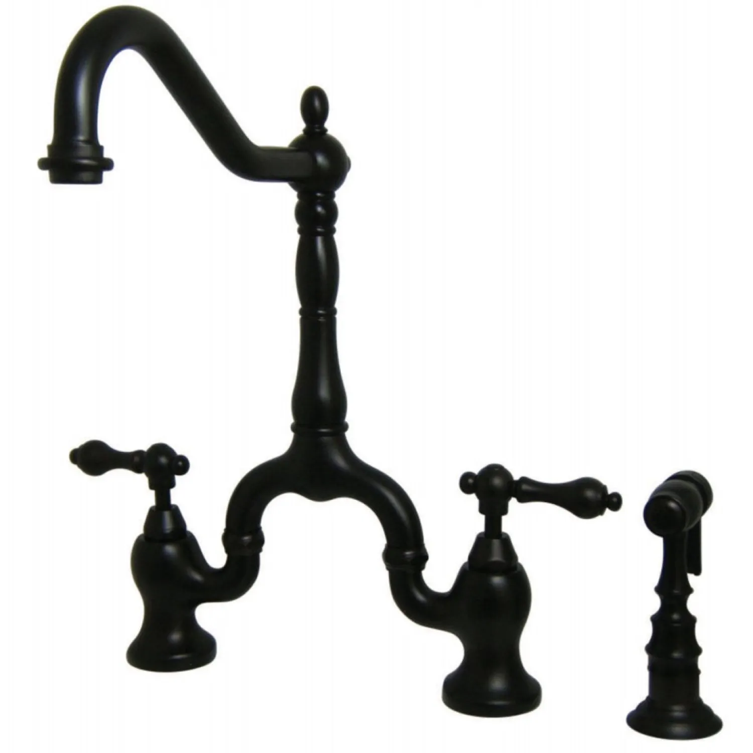 English Country Kitchen Bridge Faucet with Brass Sprayer Faucets With Side Spray|Bridge Faucets