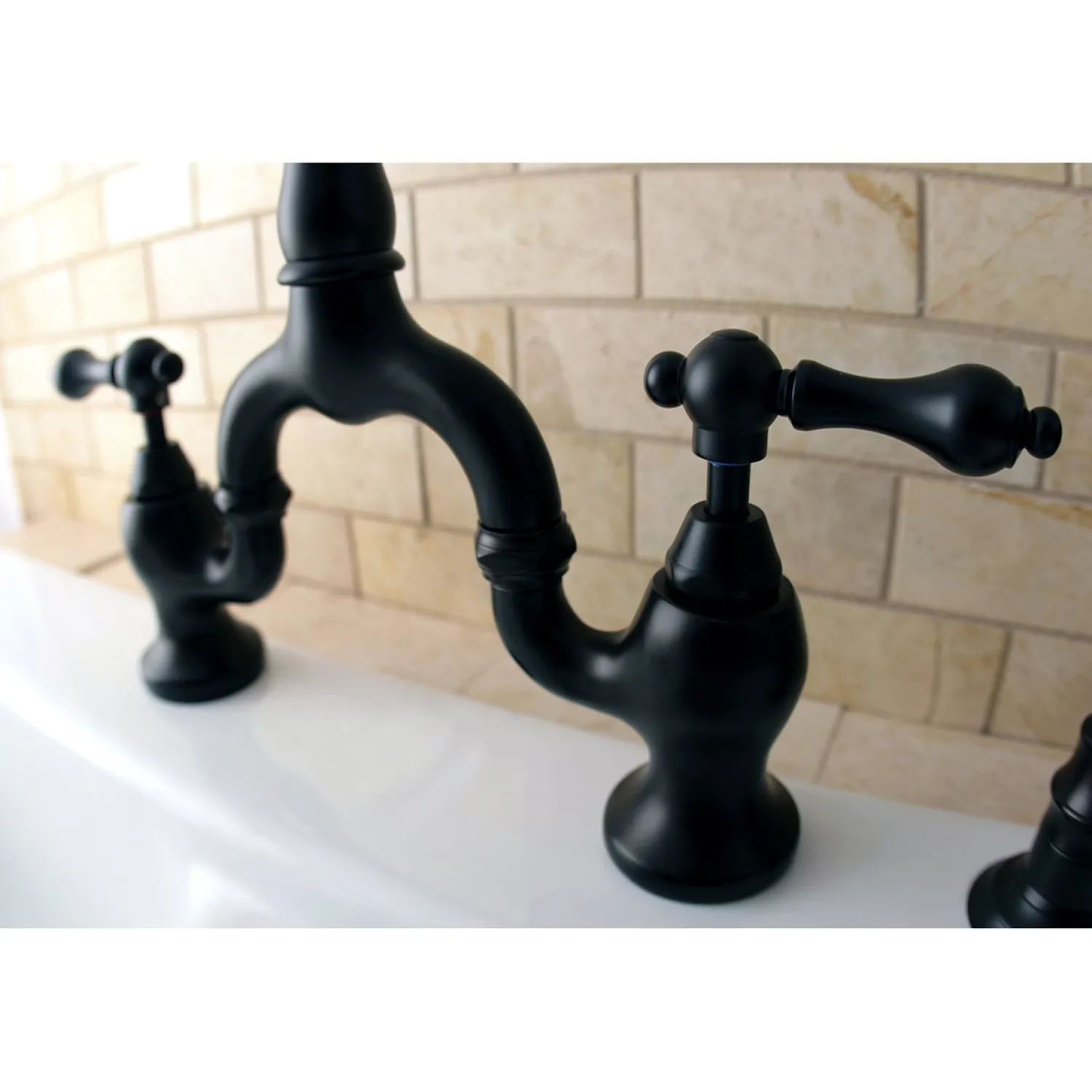 English Country Kitchen Bridge Faucet with Brass Sprayer Faucets With Side Spray|Bridge Faucets
