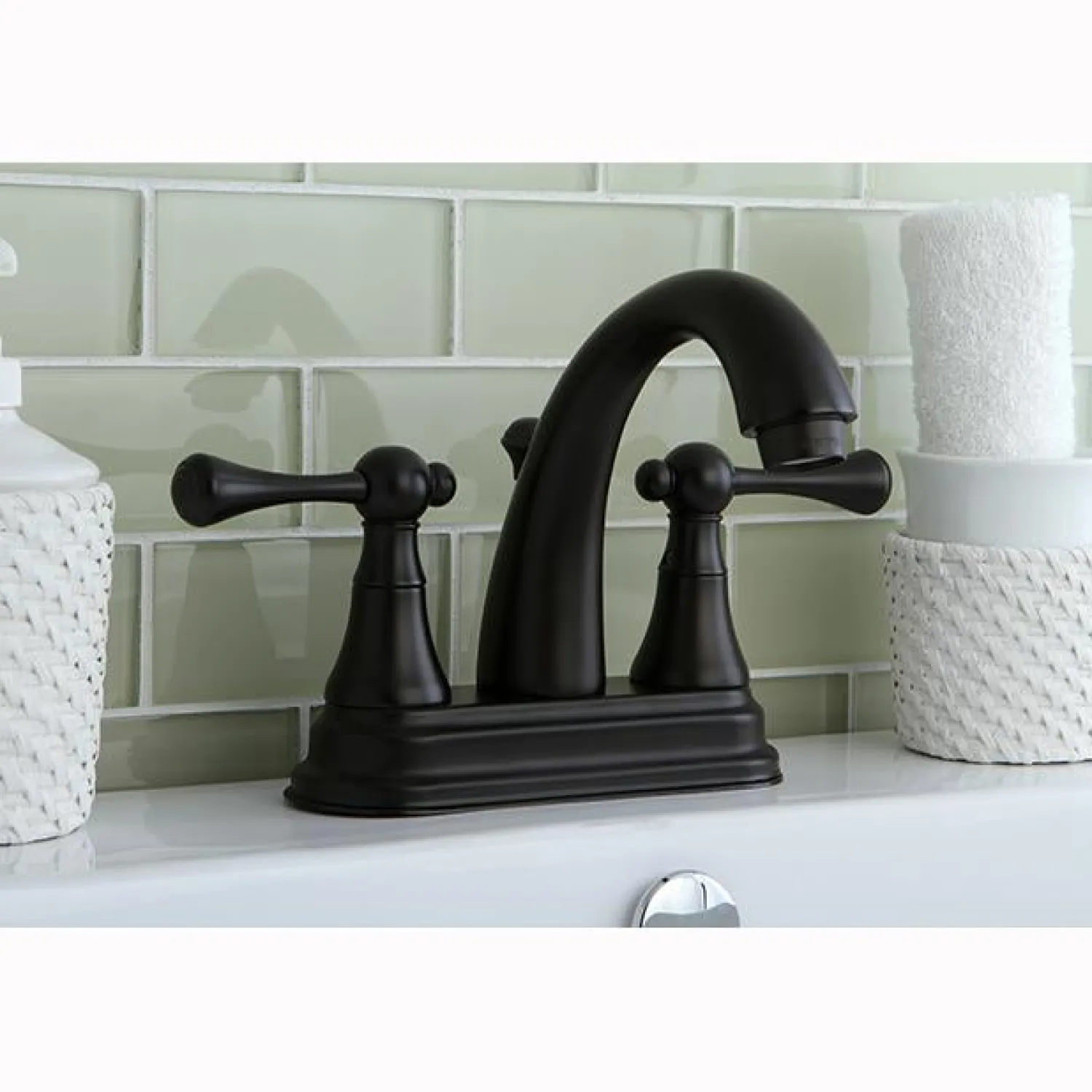 Best English Vintage 4" Centerset Lavatory Faucet with Brass Pop-up and Two Handle 4" Center Set