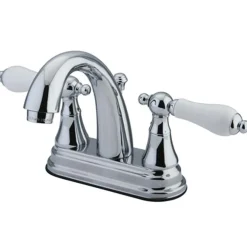 Best English Vintage 4" Centerset Two Handle Lavatory Faucet with Brass Pop-up Drain 4" Center Set