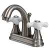 Sale English Vintage Two Handle 4" Centerset Lavatory Faucet with Brass Pop-up Drain 4" Center Set