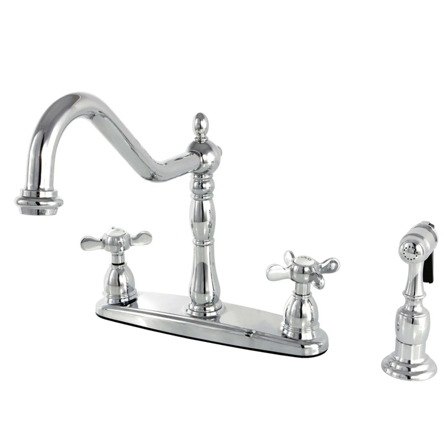 Outlet Essex 8" Centerset Kitchen Faucet with Brass Sprayer Faucets With Side Spray