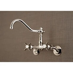 Clearance Essex Cross-Handle 6-Inch Adjustable Center Wall Mount Kitchen Faucet Wall Mounted Kitchen Faucets