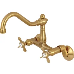 Clearance Essex Cross-Handle 6-Inch Adjustable Center Wall Mount Kitchen Faucet Wall Mounted Kitchen Faucets