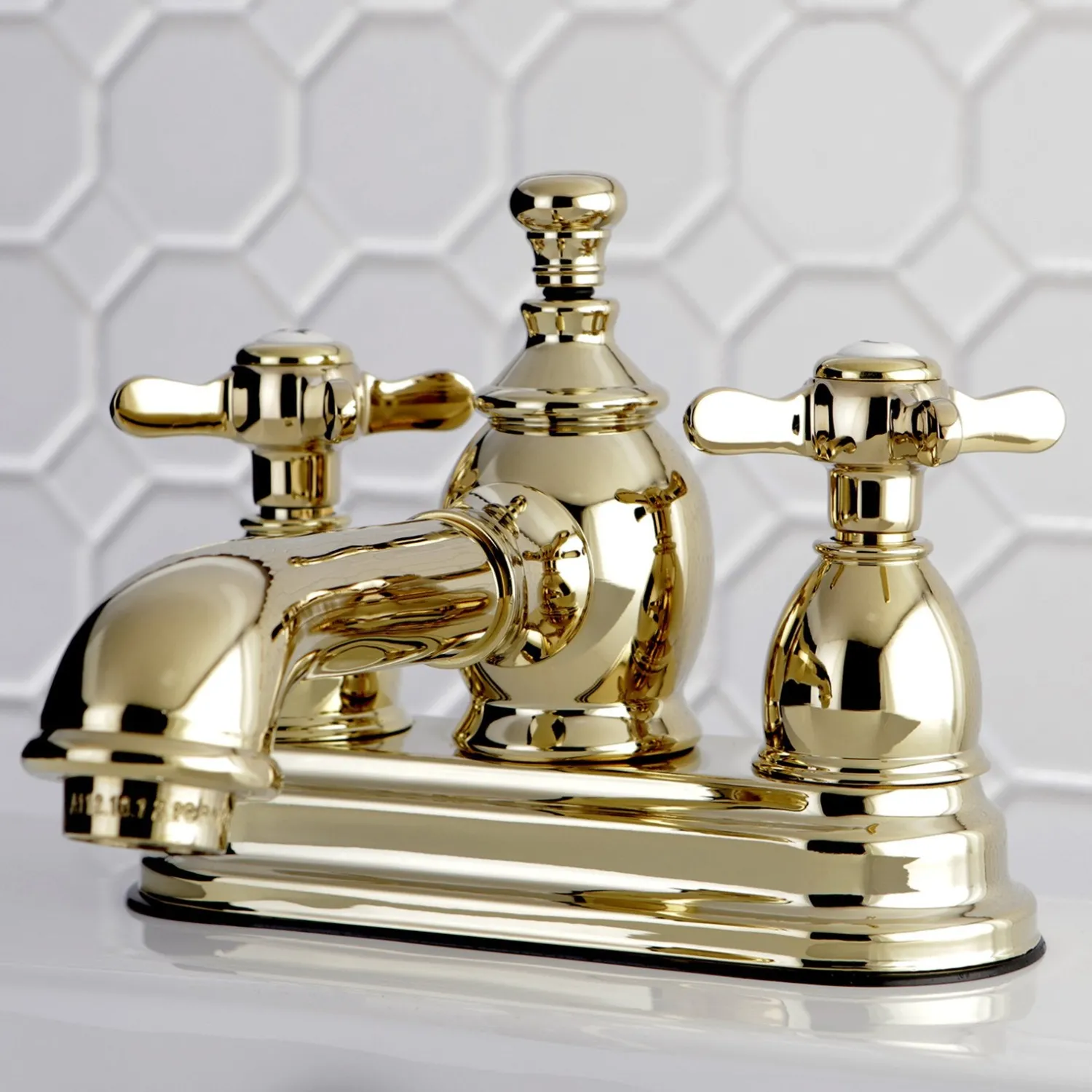 Essex Deck Mount 4" Centerset Lavatory Faucet with Brass Pop-up 4" Center Set