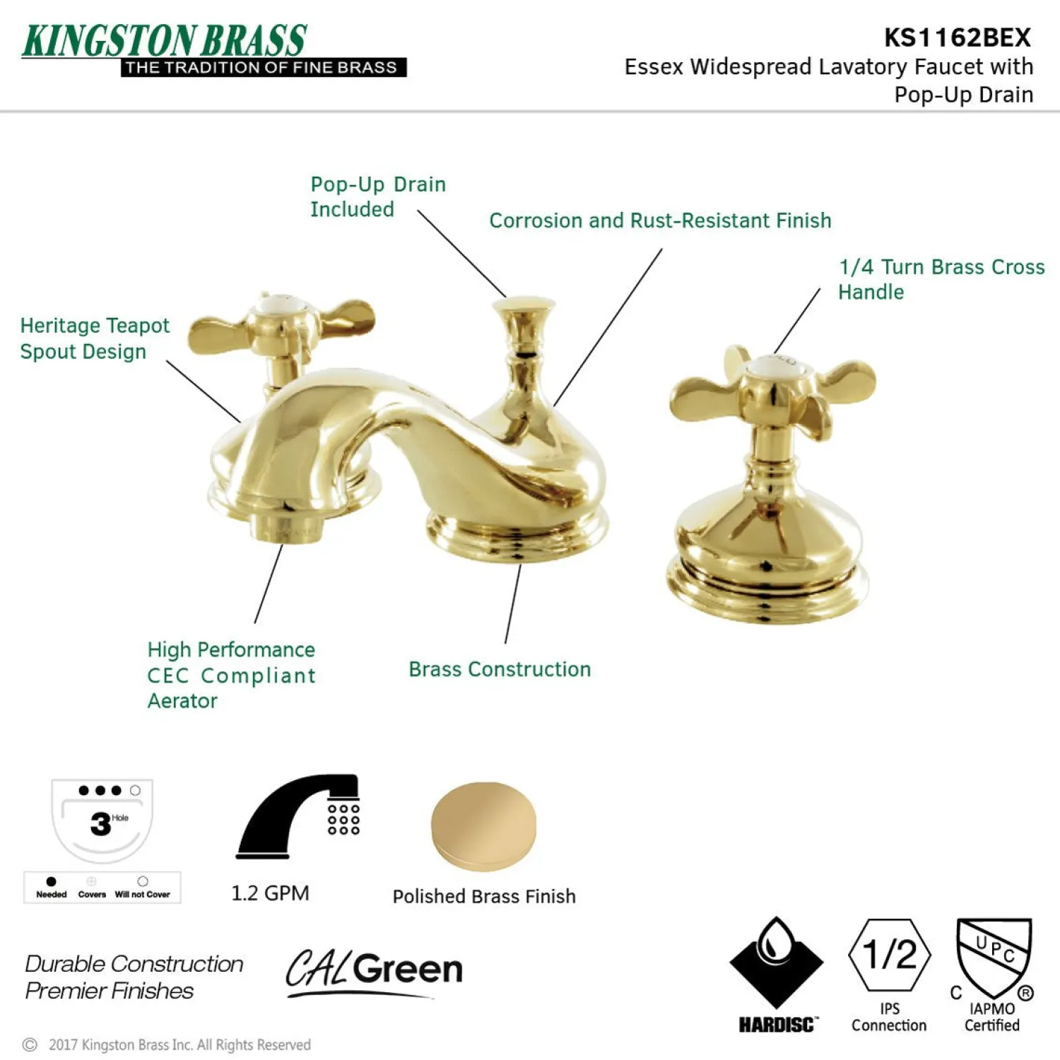 New Essex 3-Hole 8-Inch Widespread Bathroom Faucet 8" Widespread