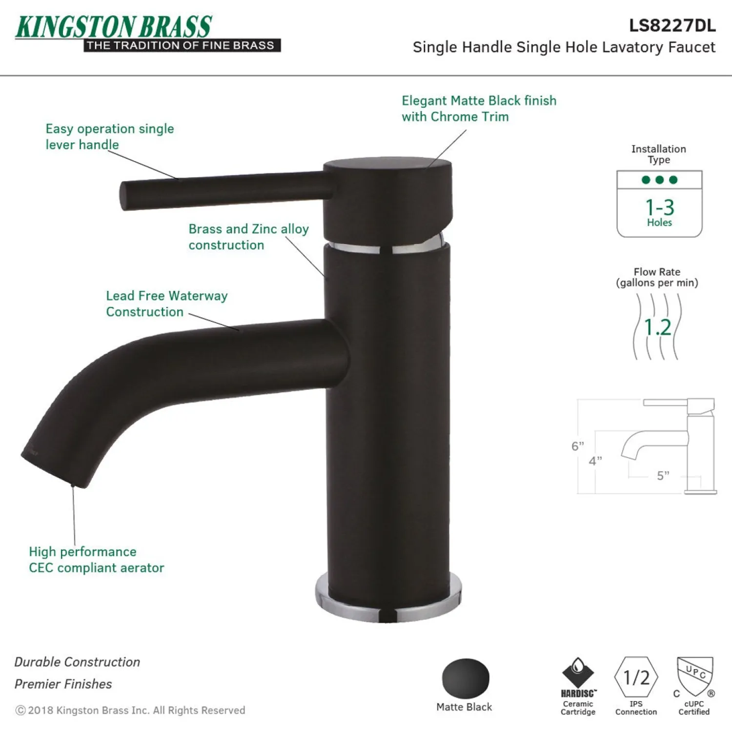 Online Fauceture Concord Single-Handle Monoblock Bathroom Faucet Single Hole
