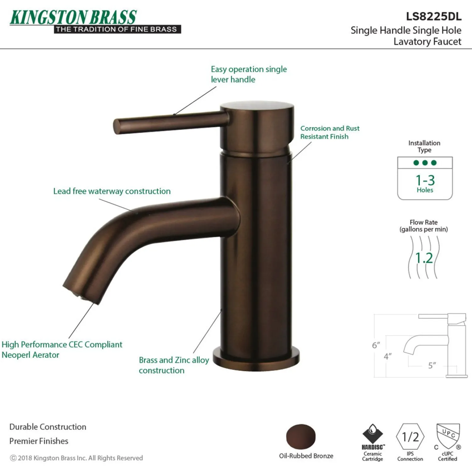 Online Fauceture Concord Single-Handle Monoblock Bathroom Faucet Single Hole