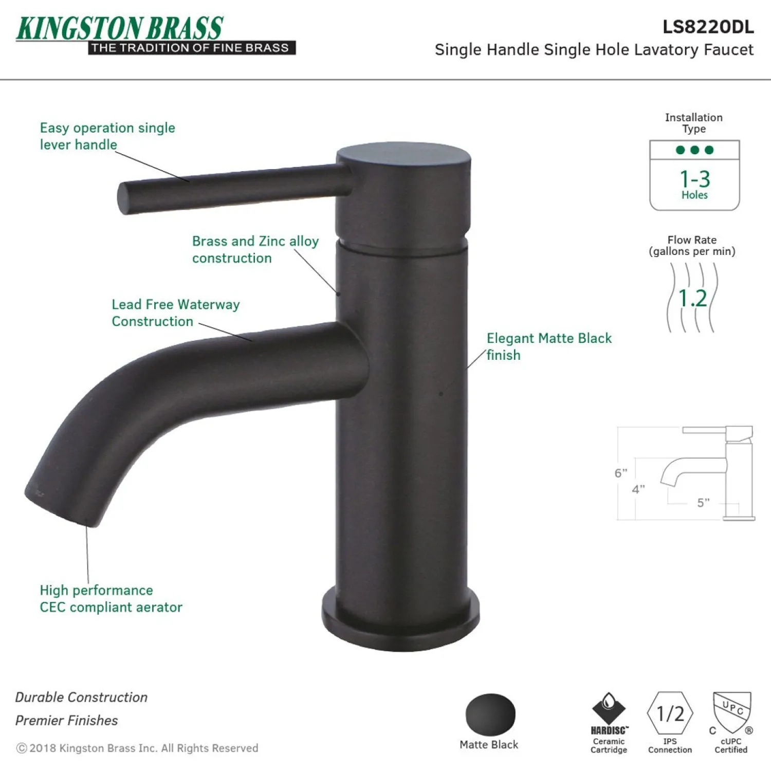 Online Fauceture Concord Single-Handle Monoblock Bathroom Faucet Single Hole