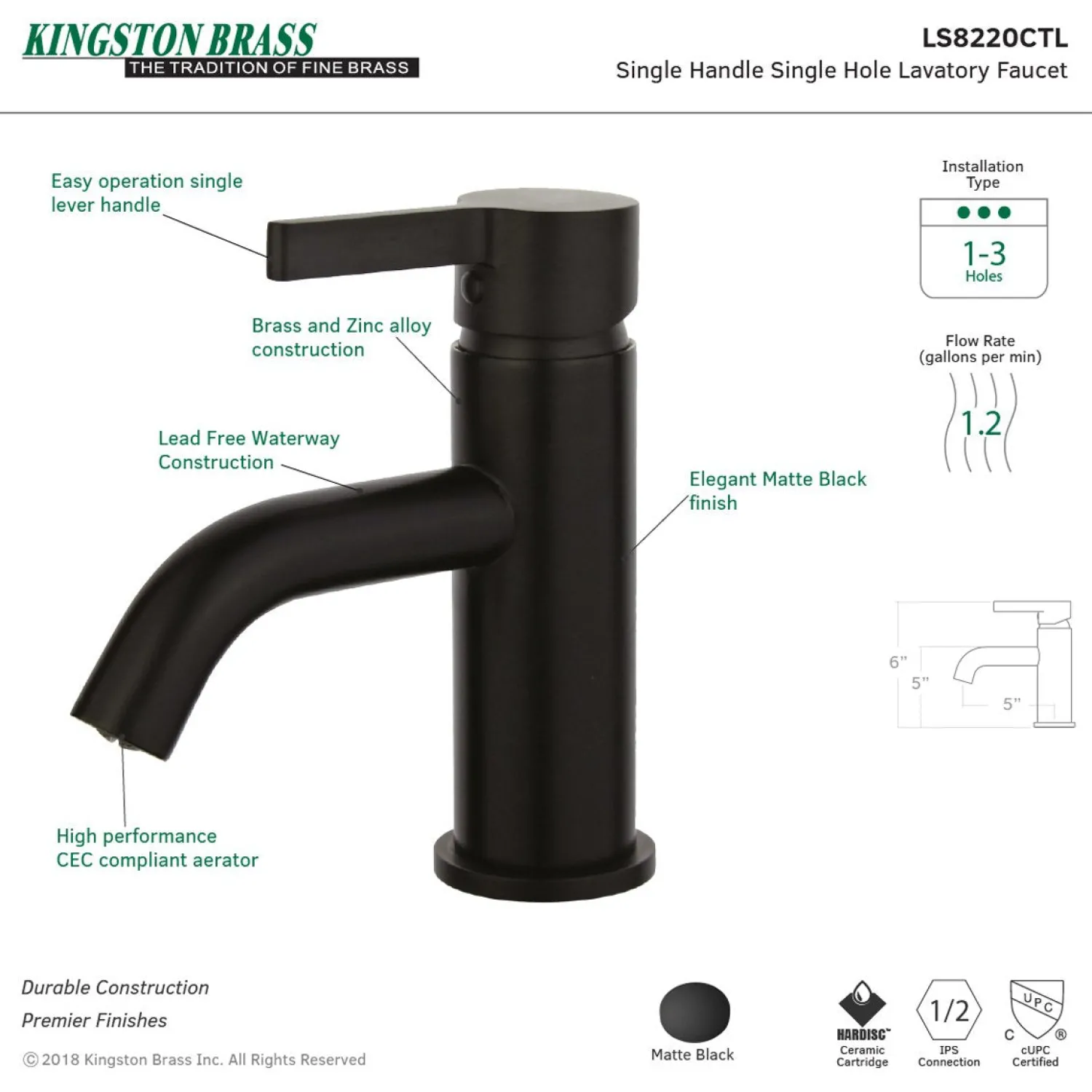Best Fauceture Continental Single-Handle Single Hole Bathroom Faucet Single Hole