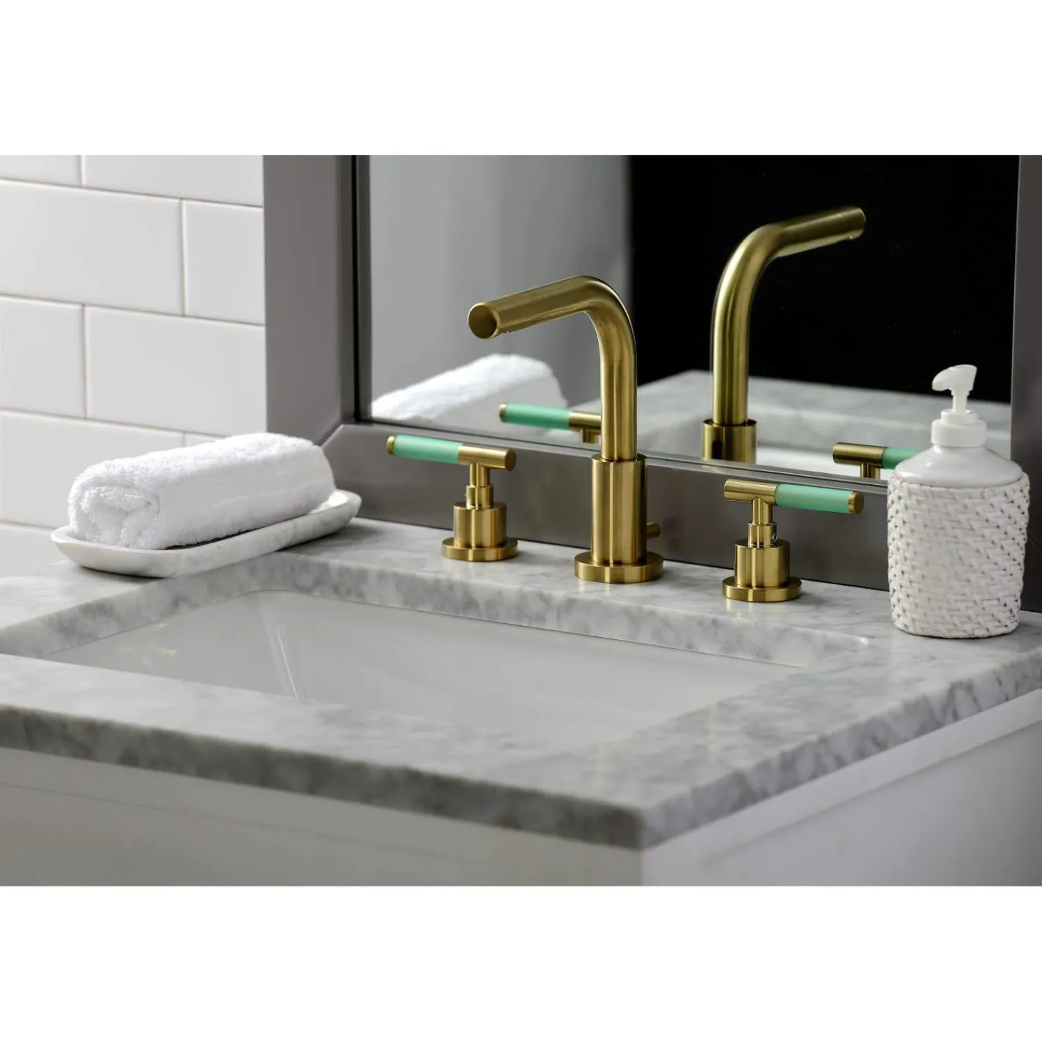 Sale Fauceture FSC895XCKL-P Kaiser Widespread Bathroom Faucet with Brass Pop-Up 8" Widespread