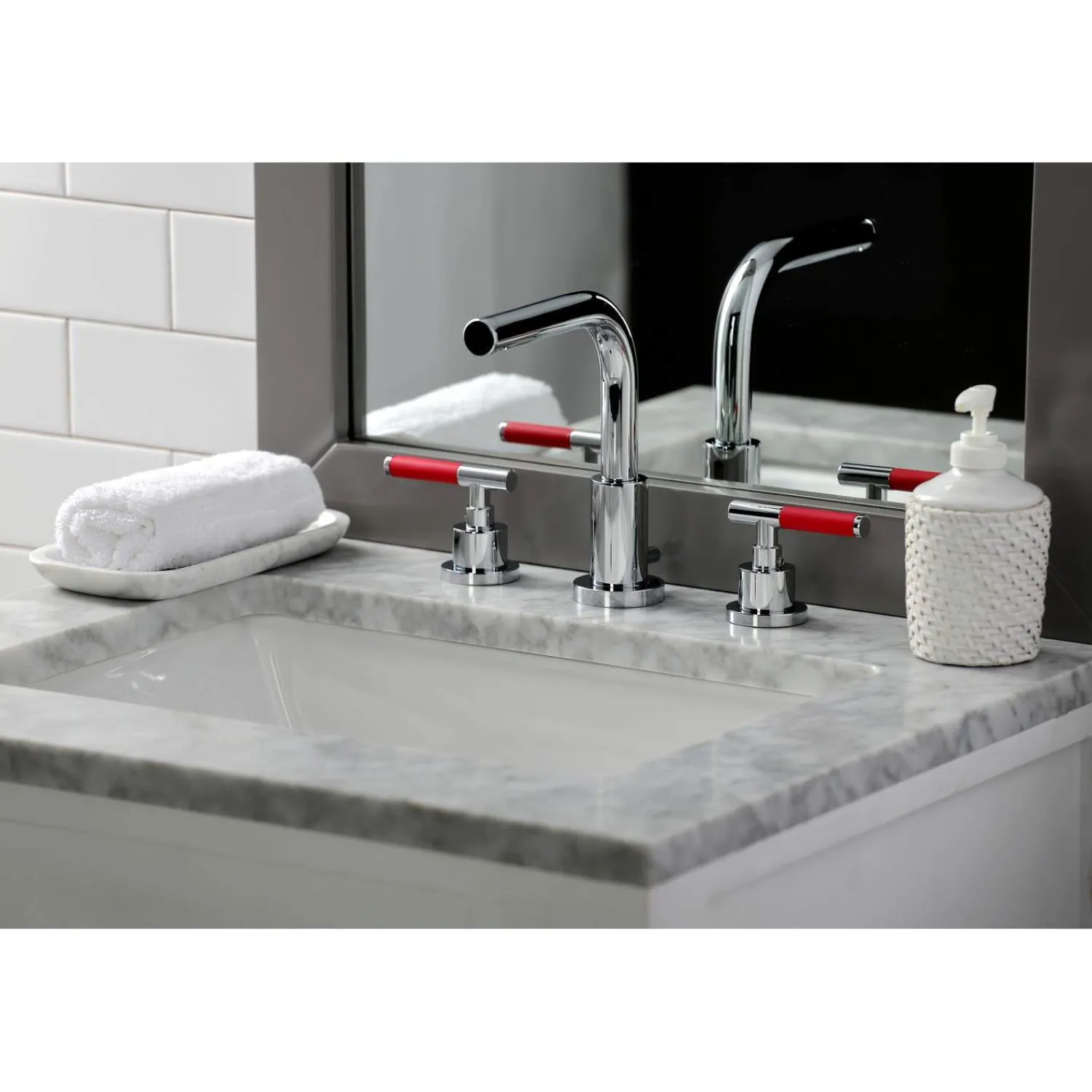 Sale Fauceture FSC895XCKL-P Kaiser Widespread Bathroom Faucet with Brass Pop-Up 8" Widespread