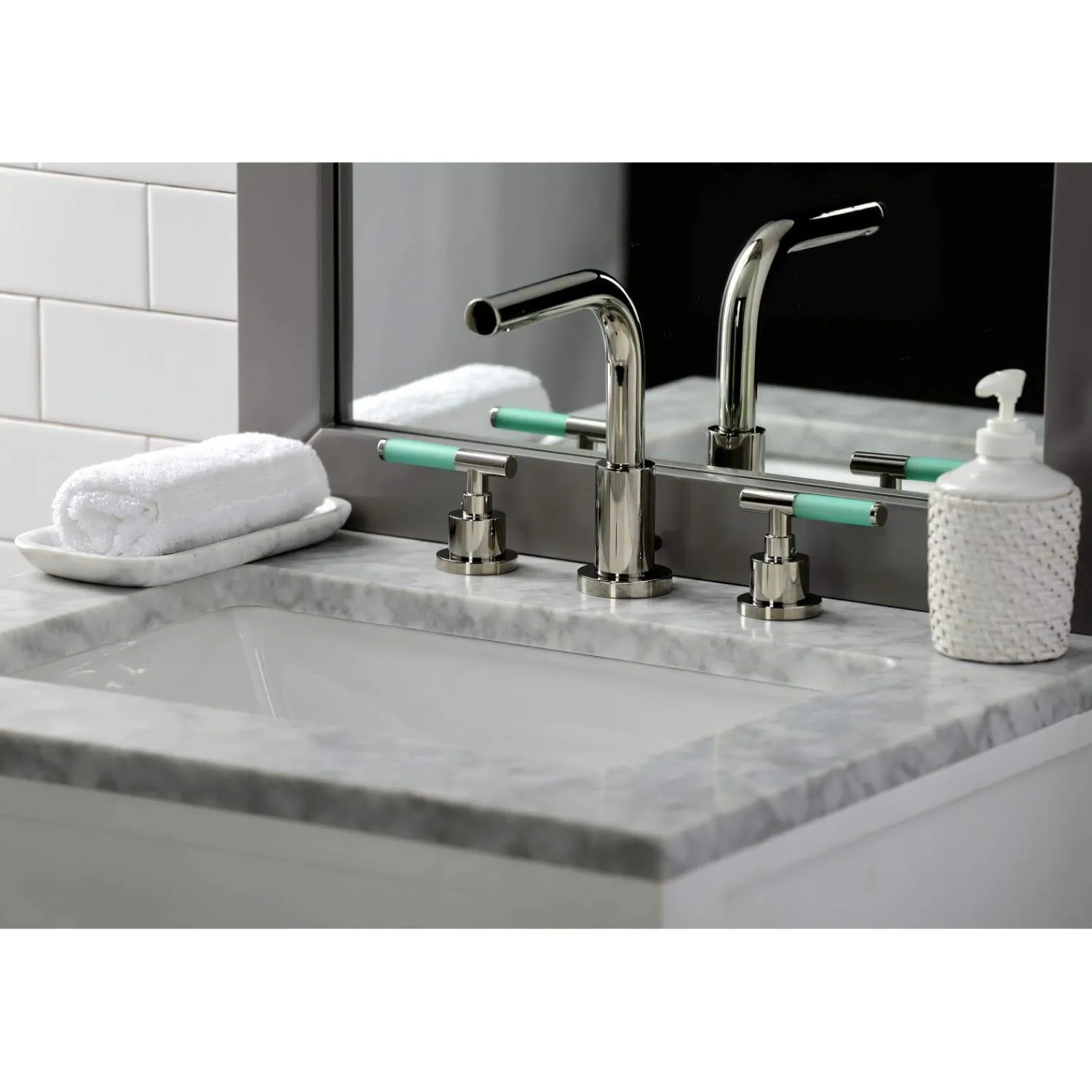 Sale Fauceture FSC895XCKL-P Kaiser Widespread Bathroom Faucet with Brass Pop-Up 8" Widespread