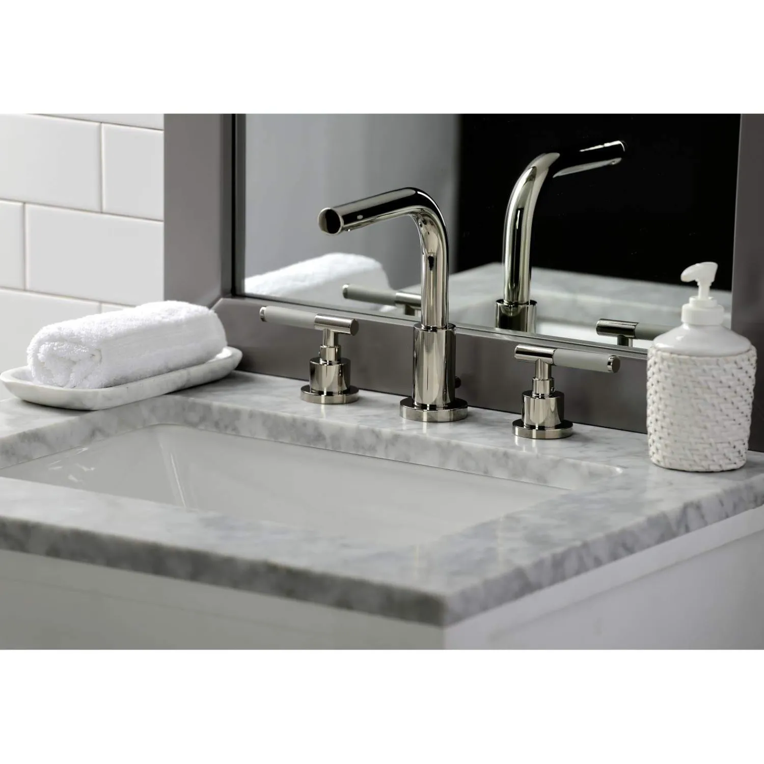 Sale Fauceture FSC895XCKL-P Kaiser Widespread Bathroom Faucet with Brass Pop-Up 8" Widespread