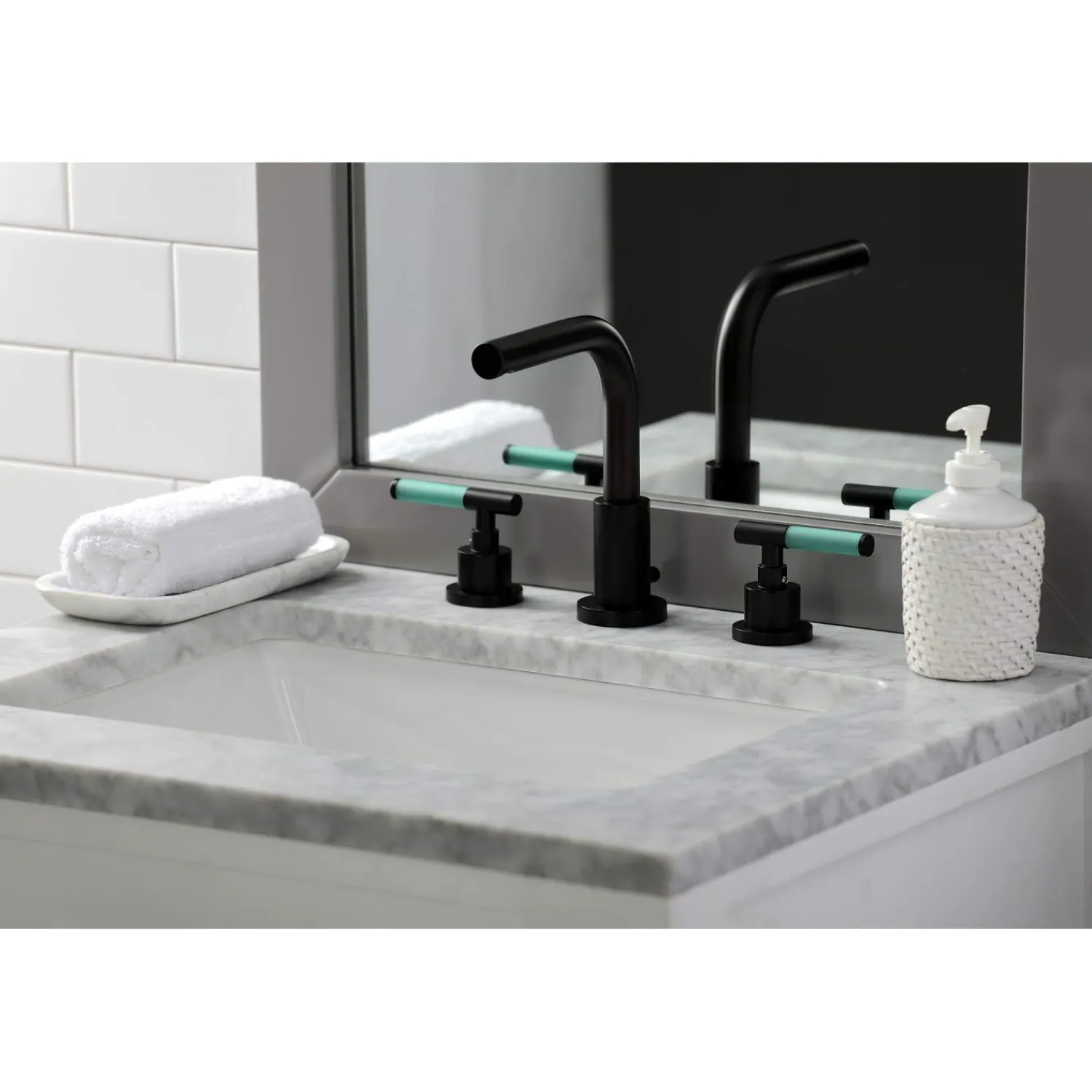 Sale Fauceture FSC895XCKL-P Kaiser Widespread Bathroom Faucet with Brass Pop-Up 8" Widespread