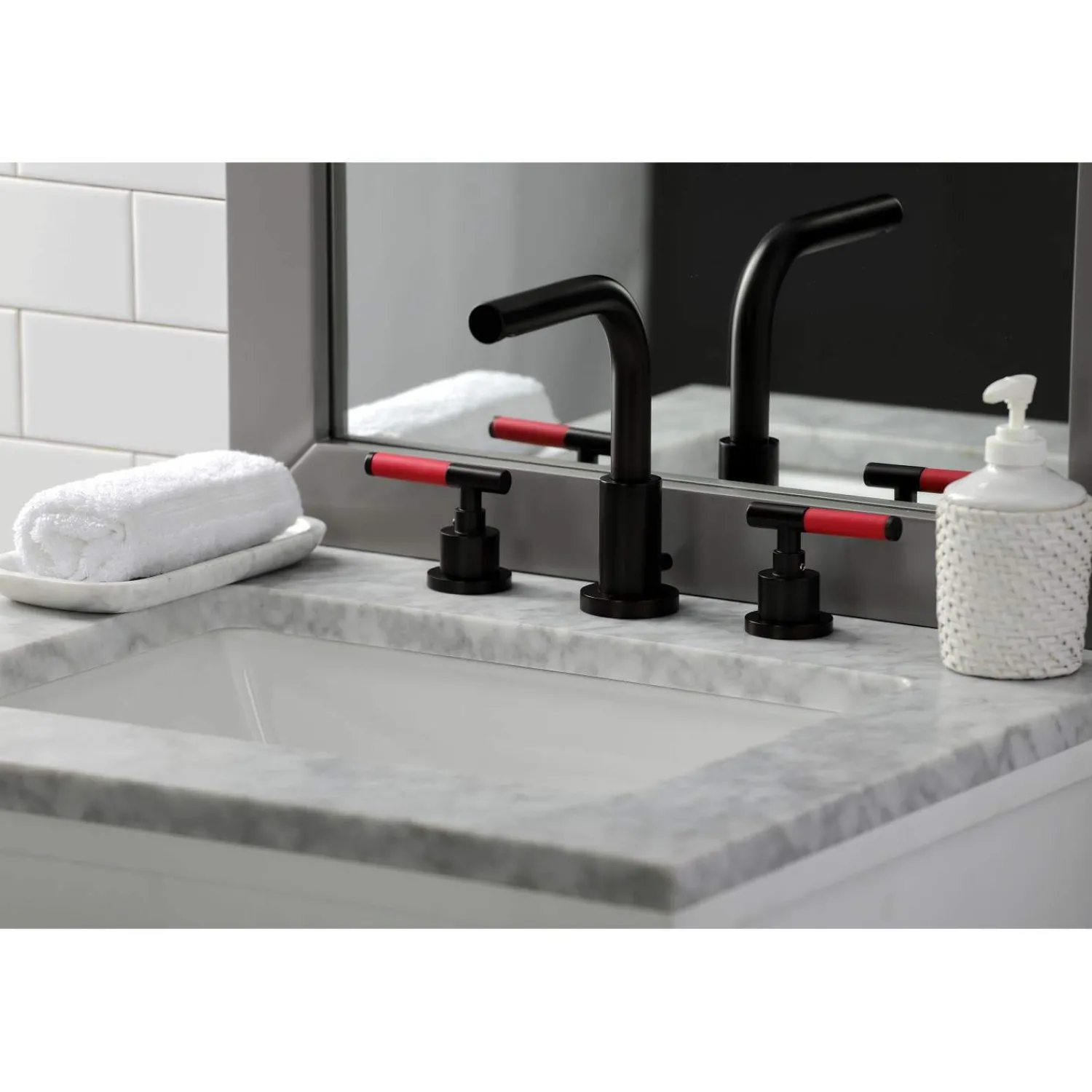 Sale Fauceture FSC895XCKL-P Kaiser Widespread Bathroom Faucet with Brass Pop-Up 8" Widespread