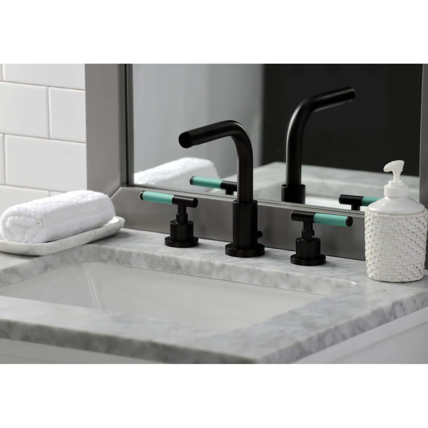 Sale Fauceture FSC895XCKL-P Kaiser Widespread Bathroom Faucet with Brass Pop-Up 8" Widespread