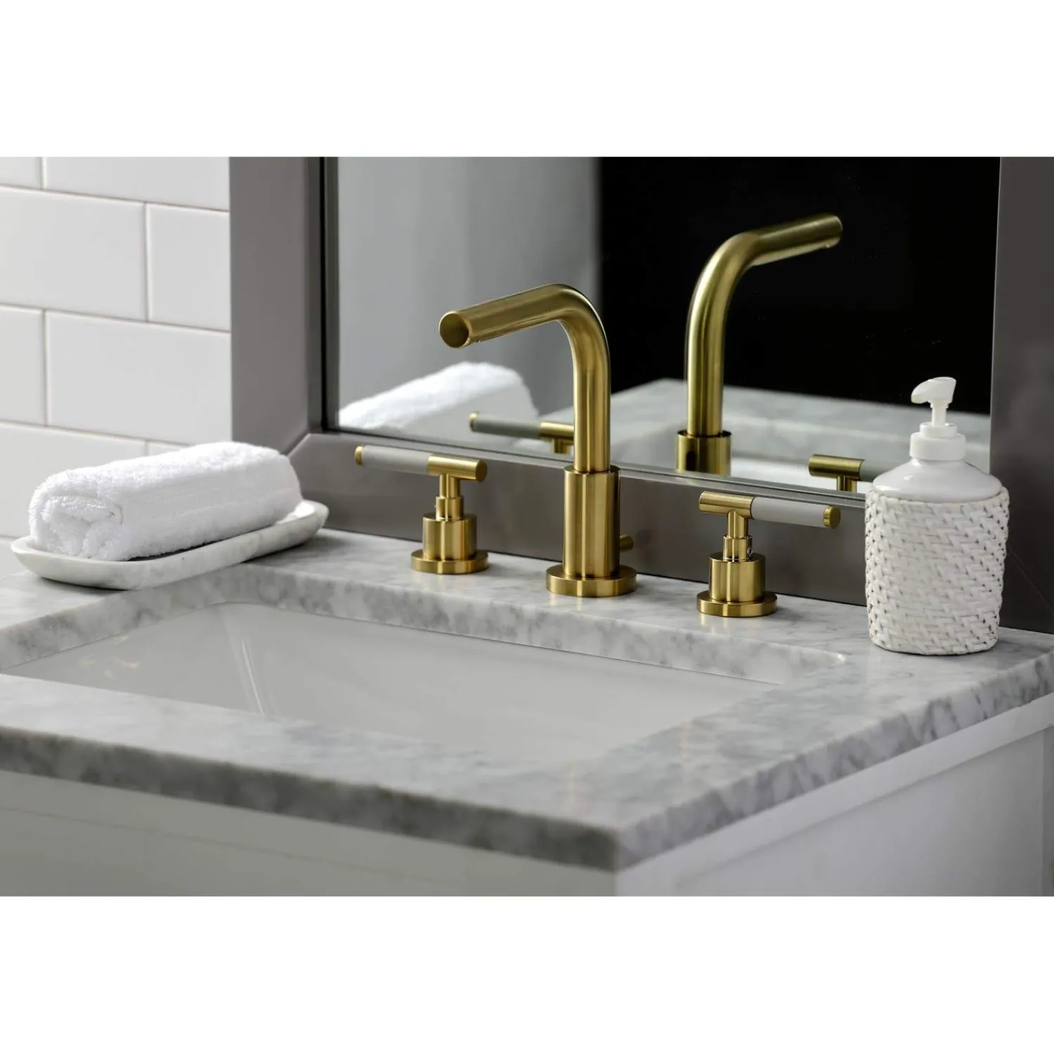 Sale Fauceture FSC895XCKL-P Kaiser Widespread Bathroom Faucet with Brass Pop-Up 8" Widespread