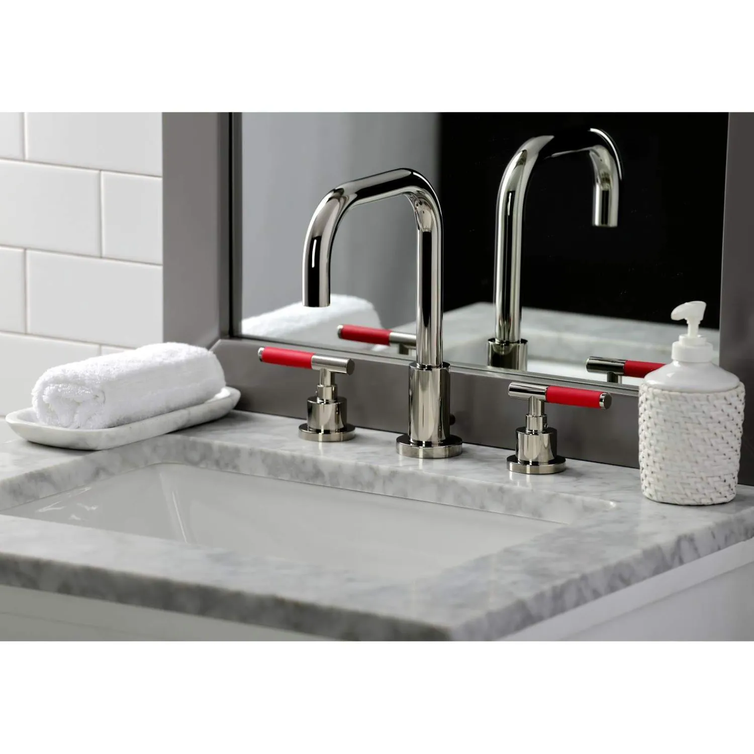 Outlet Fauceture FSC893XCKL-P Kaiser Widespread Bathroom Faucet with Brass Pop-Up 8" Widespread