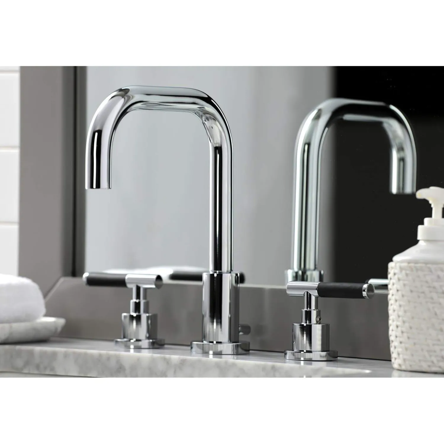Outlet Fauceture FSC893XCKL-P Kaiser Widespread Bathroom Faucet with Brass Pop-Up 8" Widespread