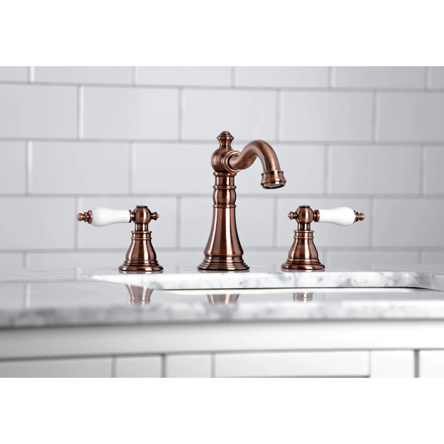 New Fauceture FSC197APLAC American Patriot Widespread Bathroom Faucet, Antique Copper 8" Widespread