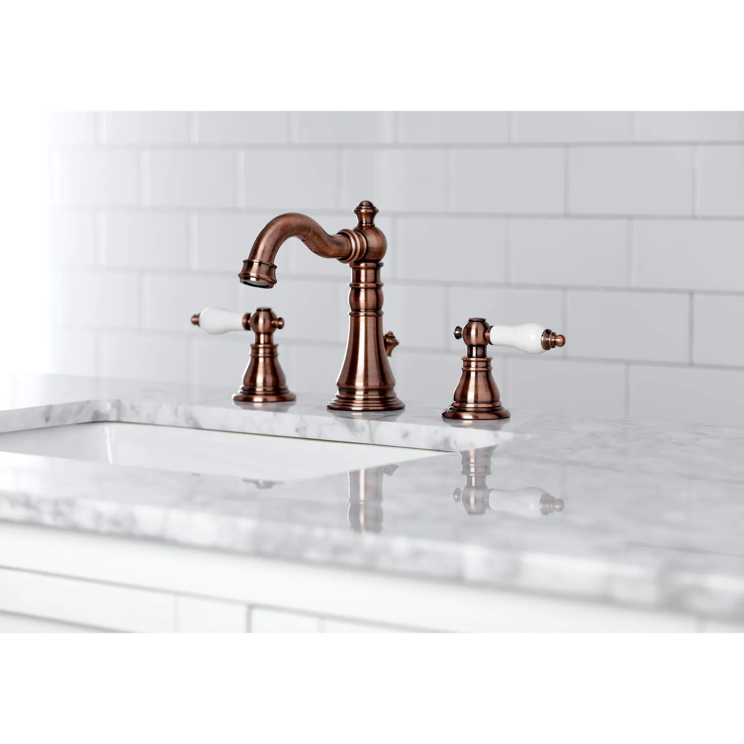 New Fauceture FSC197APLAC American Patriot Widespread Bathroom Faucet, Antique Copper 8" Widespread
