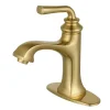 Fauceture LS4423RXL Restoration Single-Handle Bathroom Faucet with Push-Up Drain and Deck Plate, Brushed Brass Single Hole