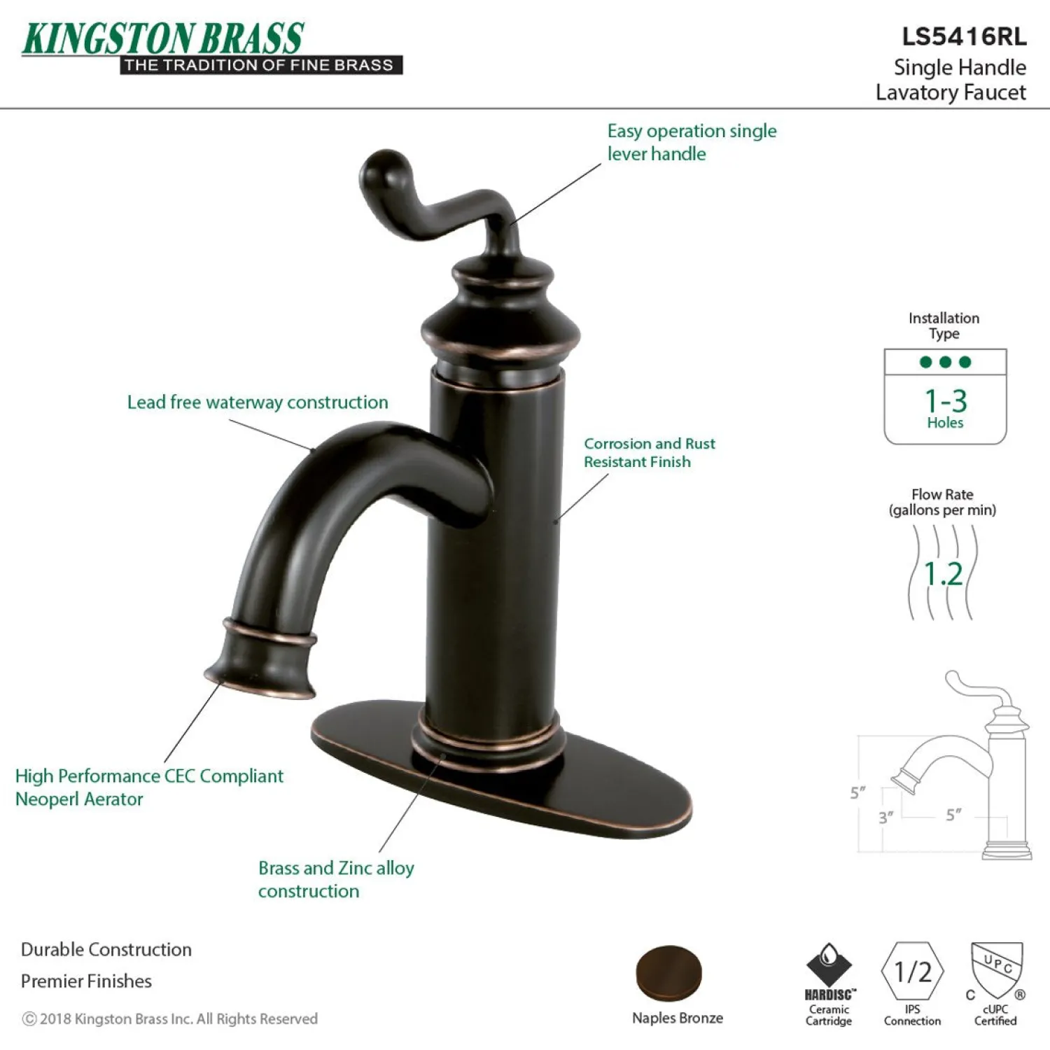 Best Fauceture Royale Single-Handle Monoblock Bathroom Faucet Single Hole