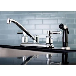 Discount FB112DL Centerset Kitchen Faucet in Polished Chrome Faucets With Side Spray