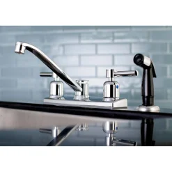 New FB122DL Centerset Kitchen Faucet in Polished Chrome Faucets With Side Spray
