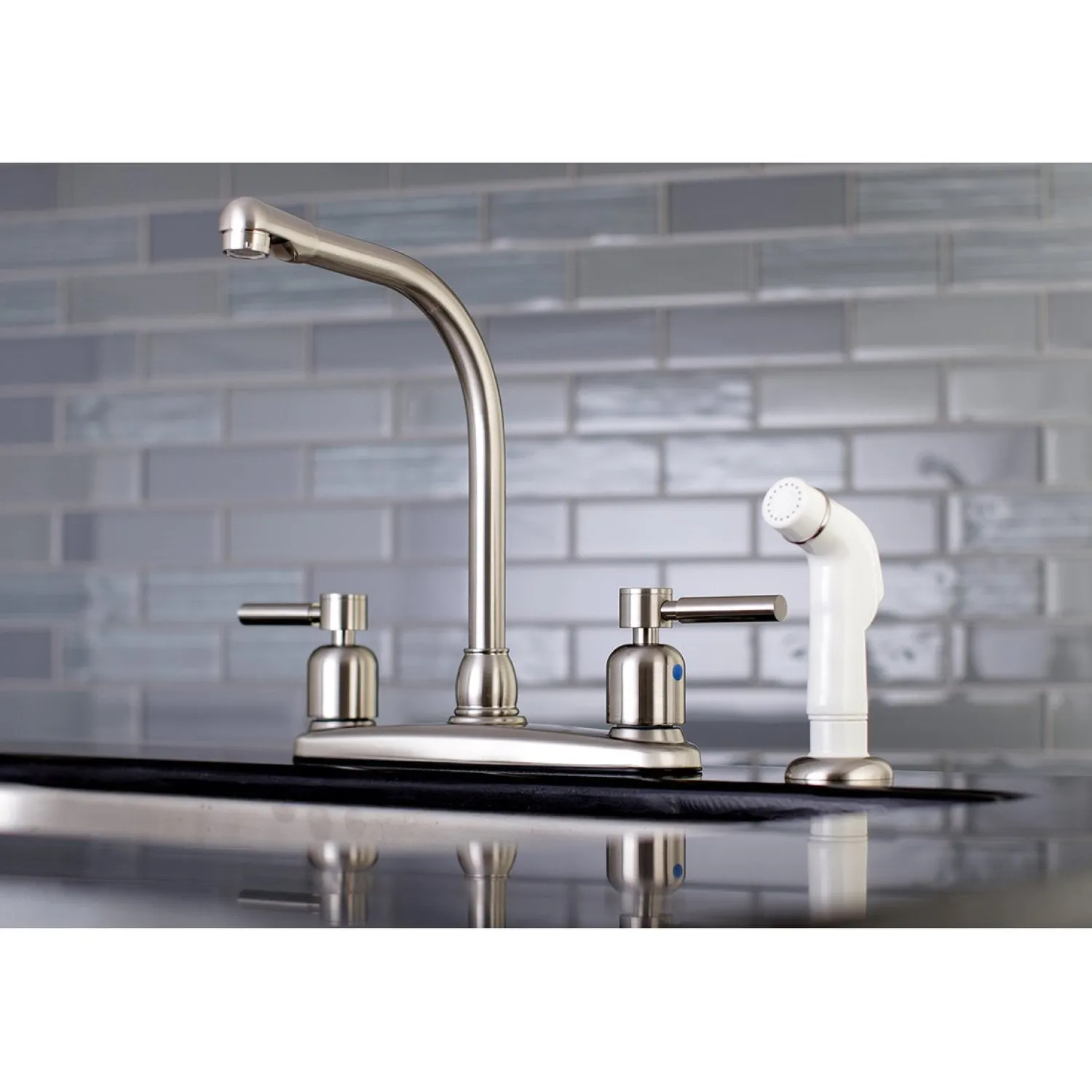 Discount FB718DL Centerset Kitchen Faucet in Brushed Nickel Faucets With Side Spray