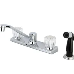 Hot FB122 8-Inch Centerset Kitchen Faucet in Polished Chrome Faucets With Side Spray
