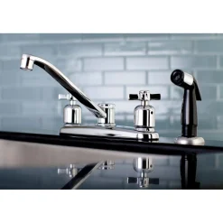 Hot FB112ZX Centerset Kitchen Faucet in Polished Chrome Faucets With Side Spray