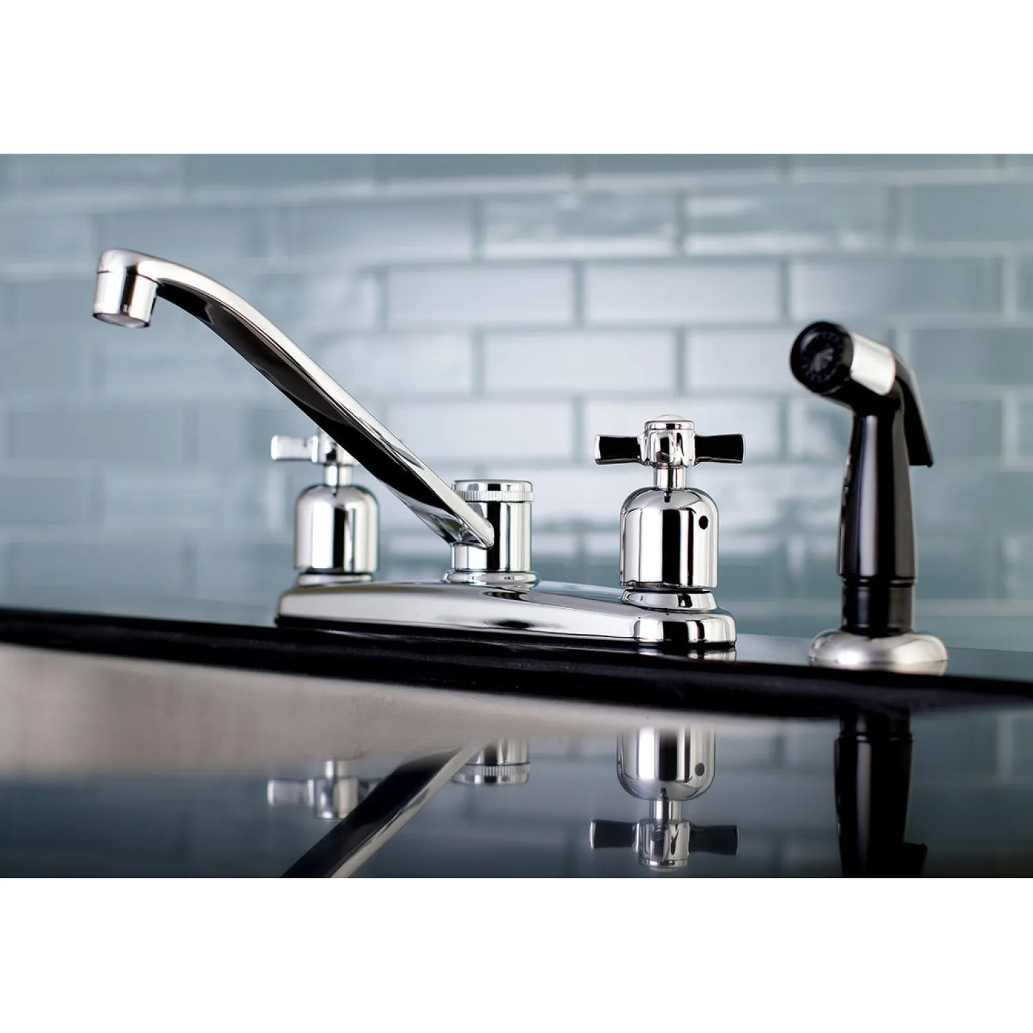 Hot FB112ZX Centerset Kitchen Faucet in Polished Chrome Faucets With Side Spray