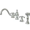 Online French Country Double Handle 8" Widespread Kitchen Faucet with Brass Sprayer Widespread Kitchen Faucets