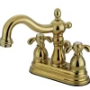 French Country Two Handle 4" Centerset Lavatory Faucet with Brass Pop-up 4" Center Set