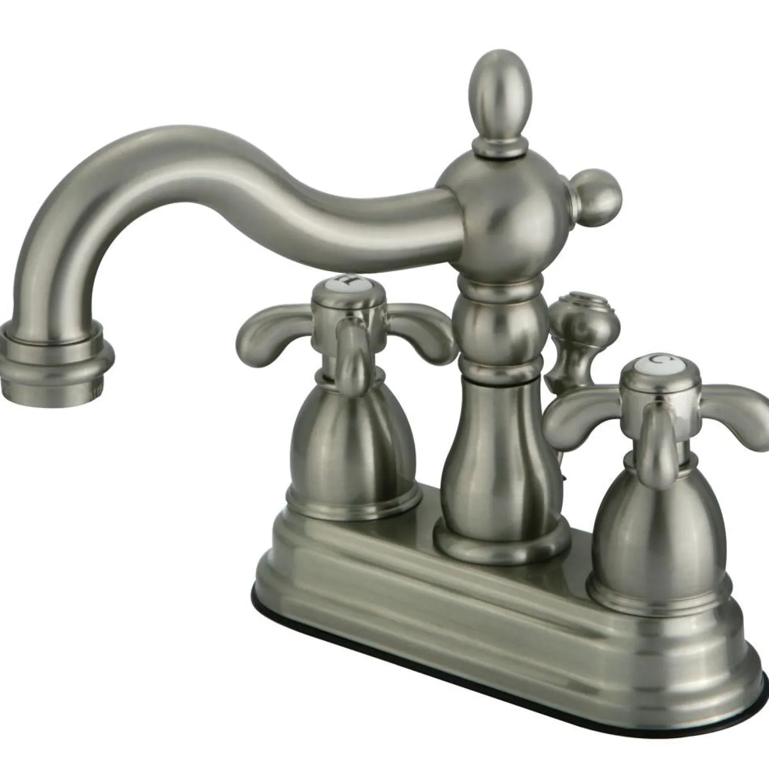 French Country Two Handle 4" Centerset Lavatory Faucet with Brass Pop-up 4" Center Set
