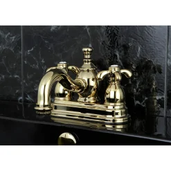 Best French Country 4" Centerset Lavatory Faucet with Heritage Spout and Metal Cross Handle 4" Center Set