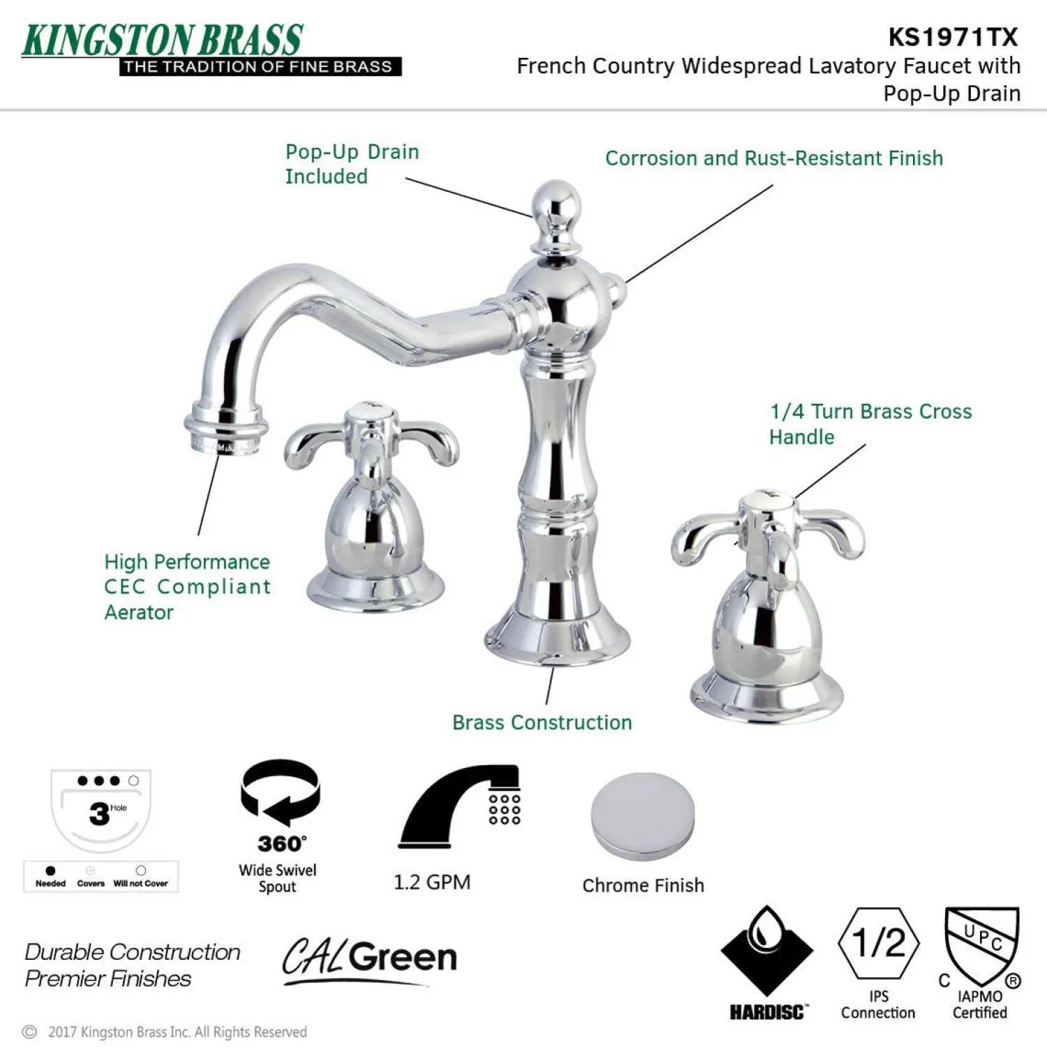 Hot French Country 3-Hole 8-Inch Widespread Bathroom Faucet 8" Widespread