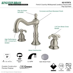 Hot French Country 3-Hole 8-Inch Widespread Bathroom Faucet 8