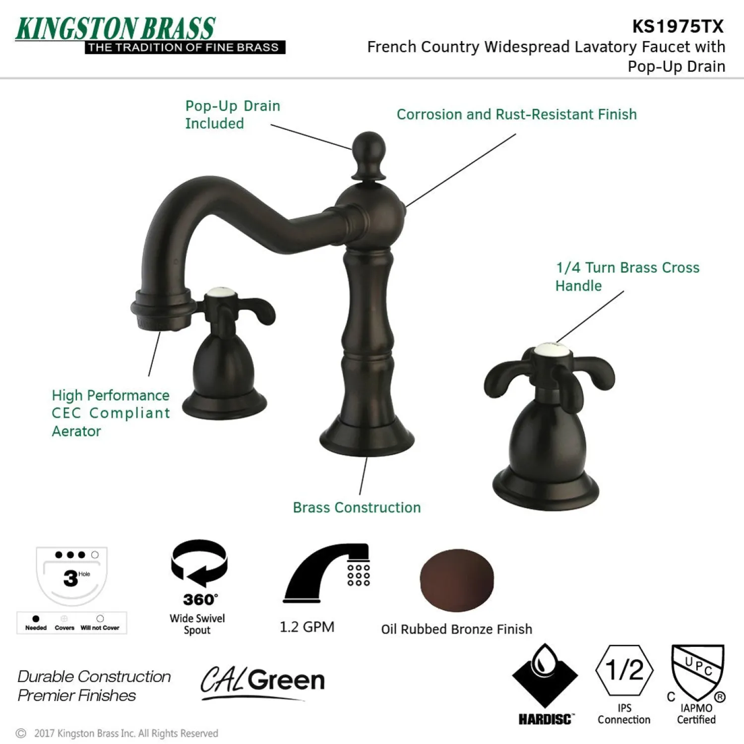 Hot French Country 3-Hole 8-Inch Widespread Bathroom Faucet 8" Widespread