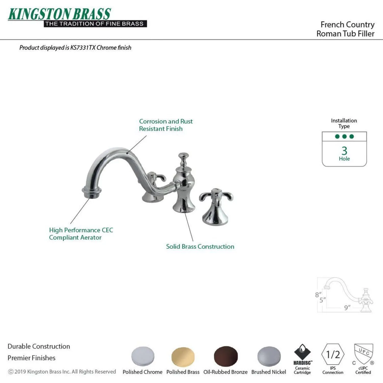 Best French Country Roman Tub Filler Tub Faucets