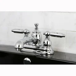 Hot Georgian 4" Centerset Lavatory Faucet with Heritage Spout and Metal Lever Handle 4" Center Set
