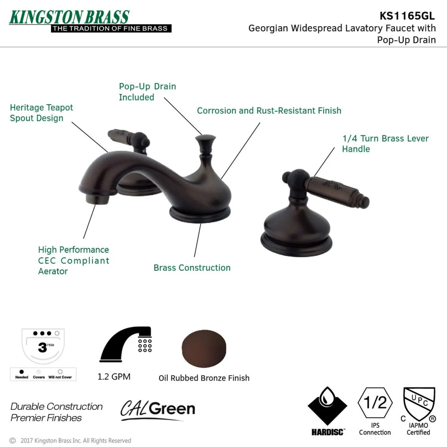 Clearance Georgian 8-Inch Widespread Bathroom Faucet 8" Widespread