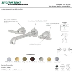 Discount Georgian Two-Handle Wall Mount Bathroom Faucet Wall Mount